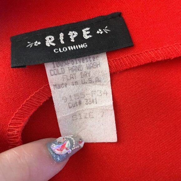 Vintage 90s Ripe Sleeveless Sheath Dress Size Small Red Back Zipper Unlined - Picture 6 of 6